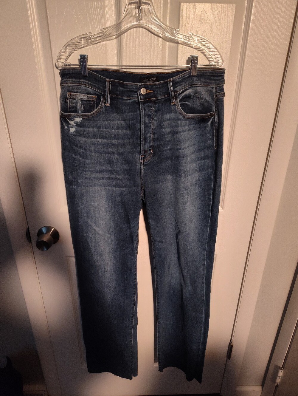 Judy Blue Distressed Dark Blue Straight-Leg Jeans